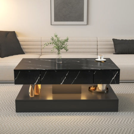 LED coffee table in a cozy living room