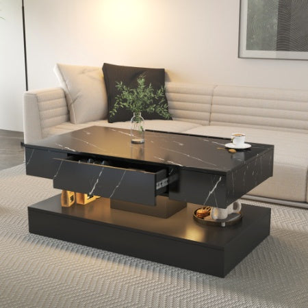 Evening Glow LED Coffee Table in black with the light on